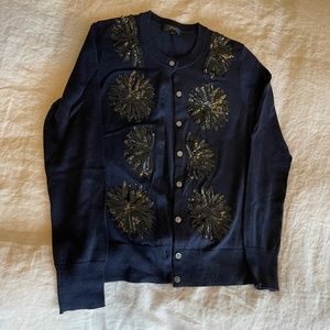 NWOT J.Crew Merino Cardigan with Sequins - Navy Blue - S